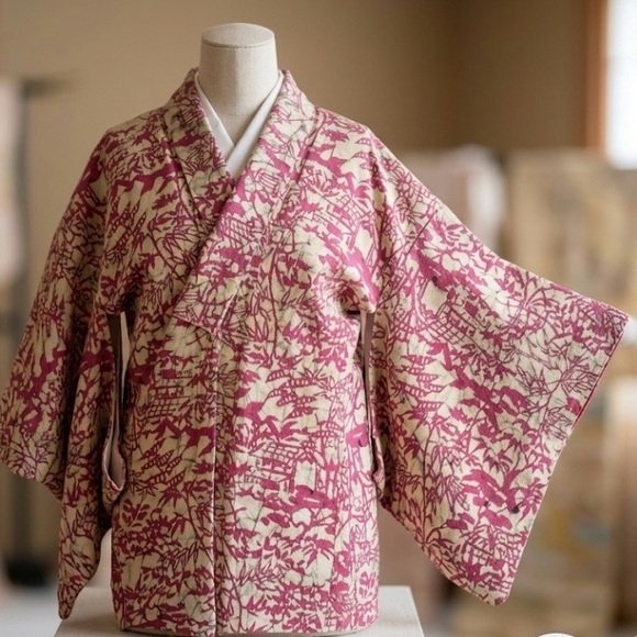 Handmade Accessories - VINTAGE HAORI JAPANESE KIMONO JACKET.SILK BLEND. HAND CRAFTED. FULLY LINED. NEW